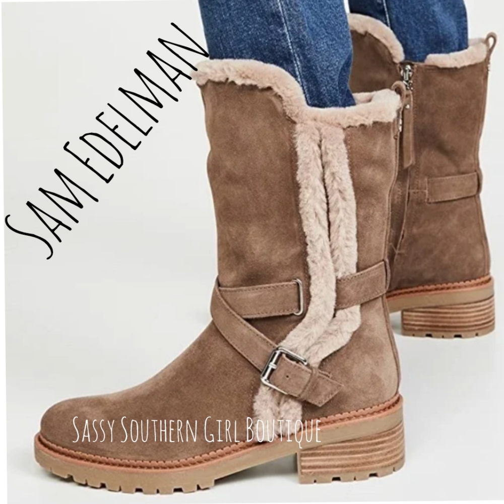 🆕⭐Real Suede Sam Edelman suede leather Sherpa boots